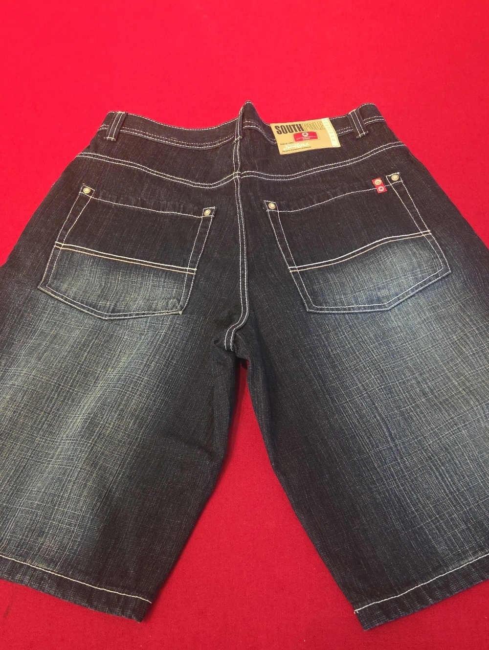 Mens waist size 36 long South Pole Men's Dark Blue Washed Denim Shorts